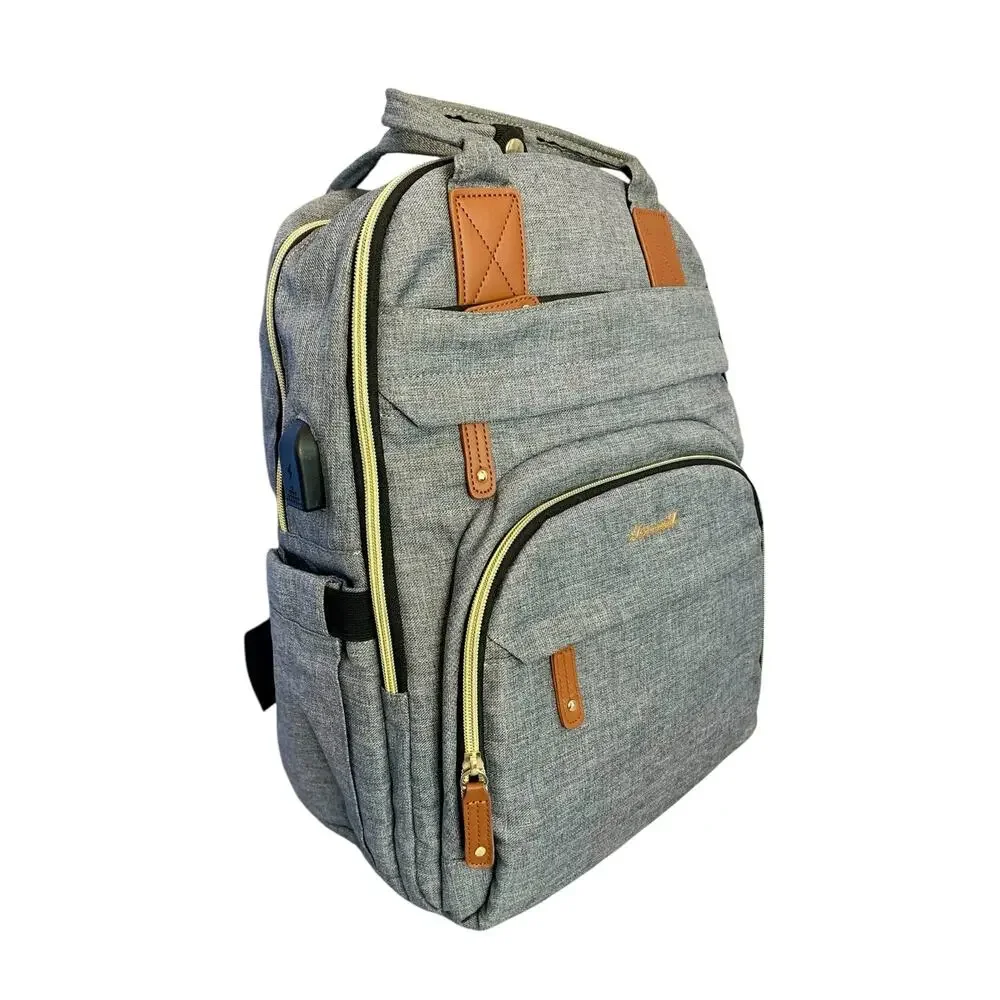NWOT LoveVook Laptop Backpack Travel Carry On Back to School Gray w Gold Zippers